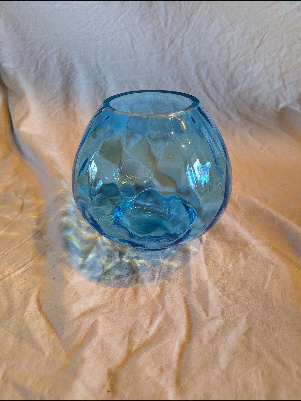 2/60$ Vintage Blue Textured Glass Vase